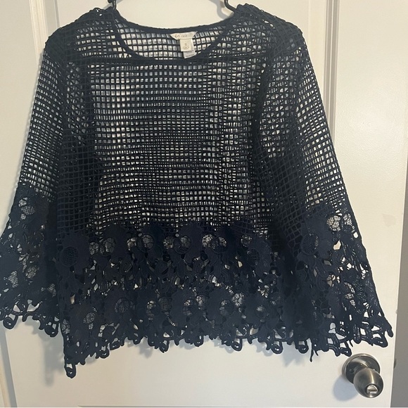 EST 1946 Navy blue Lace Mesh Top. Women’s size small - Picture 6 of 6